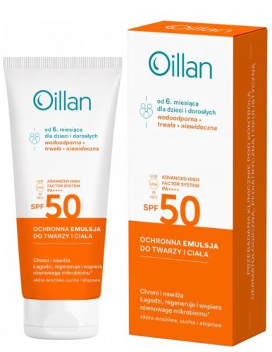 Oillan SPF 50+ Protective Emulsion for Face and Body, 100ml - Suitable from 6 Months