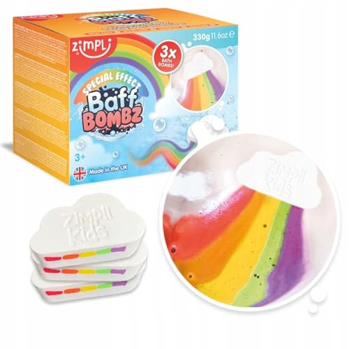  3 x Large Cloud Rainbow Bath Bombs from Zimpli Kids, Special Effect Bath Bo