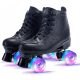  Classic roller skates for adults with luminous wheels, BLACK, size 42