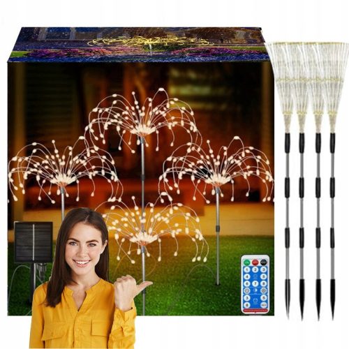  4x GARDEN SOLAR LED TREE LAMP Dandelion FIREWORKS 480LED REMOTE CONTROL