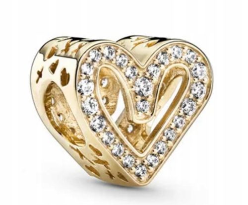  Charms bead heart 100% silver gold plated S925 @ 93