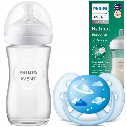  Philips Avent Natural biberon SCY933/01 240 ml + Sucette Philips Avent silicone orthodontique 6 m +