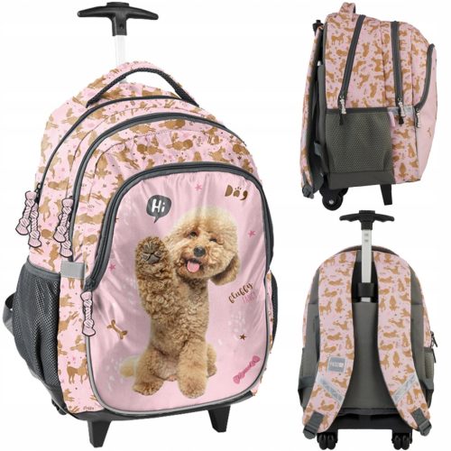 Stylish Poodle-Themed Wheeled Backpack for Elementary School Girls