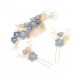  Set of wedding hair accessories comb slides buns gold blue