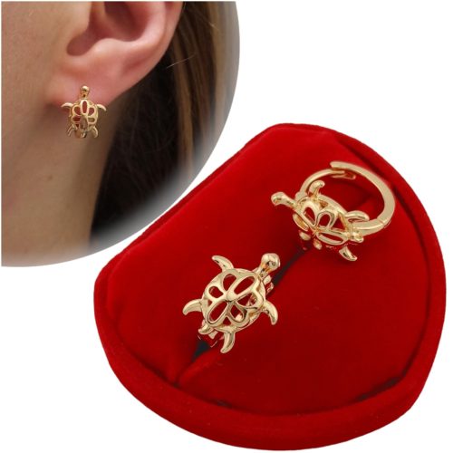  Gold turtle earrings for women everyday anti-allergic gold plated 18k