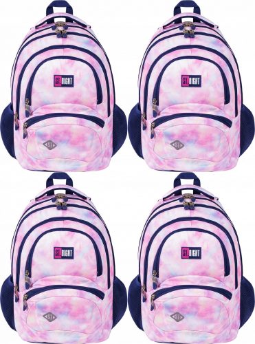 Durable Pink Sky St.Right 4-Compartment School Backpack for Girls