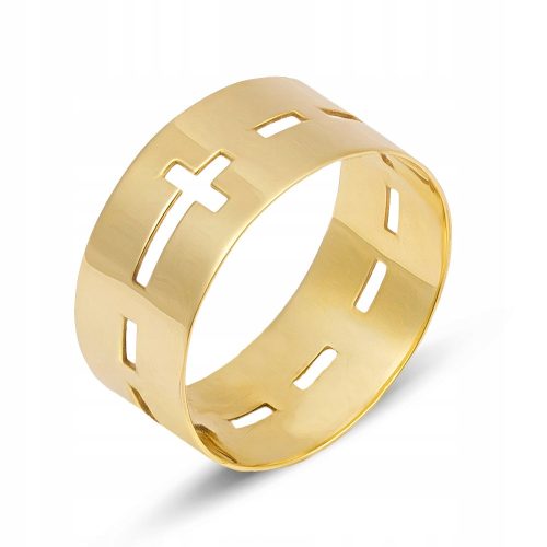  Gold ring pr.585 band with cross r14