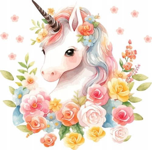  WALL STICKER UNICORN FLOWERS 50x100cm JT19