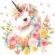  WALL STICKER UNICORN FLOWERS 50x100cm JT19