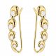  GOLD EARRINGS for women, 585, Ear Cuffs, Hoops, with Cubic Zirconia, 14k