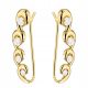  GOLD EARRINGS for women, 585, Ear Cuffs, Hoops, with Cubic Zirconia, 14k