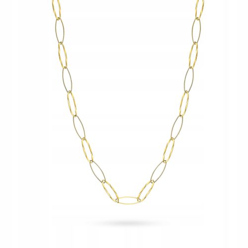  Gold Plated Silver Chain Necklace 925 Wide Ellipse Links