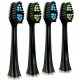  4x Smiley Pro Sonic Toothbrush Heads Black Replacement