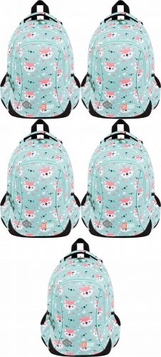 Mint 20L Three-Compartment School Backpack for Girls - Pack of 5