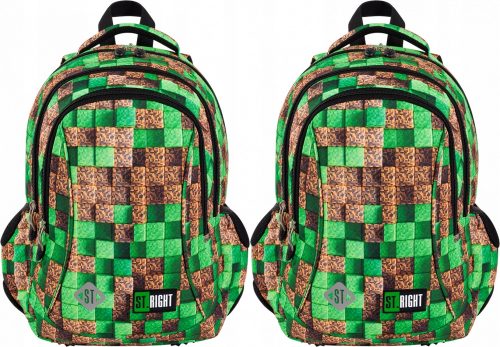 Durable Youth School Backpack "Pixel Cubes" - Waterproof, 20L - 2 Pack