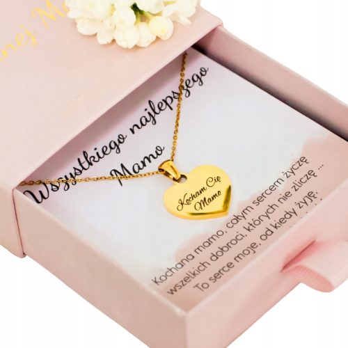  Gold chain for mom heart with engraving I love you mom stainless steel