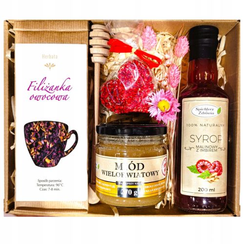  BASKET GIFT SET GIFT HONEY TEA SYRUP GIFT FLOWERS