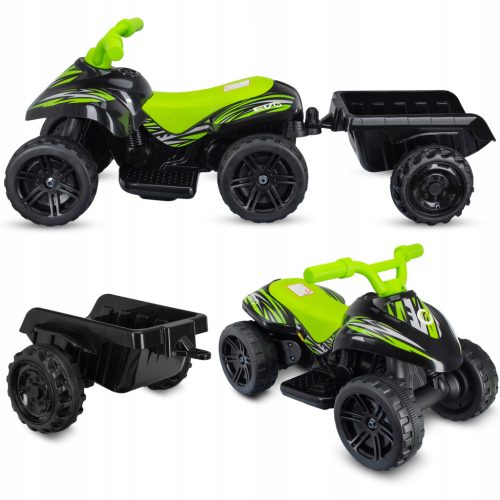  MINI QUAD WITH TRAILER FOR CHILDREN WITH BATTERY COIL GREEN