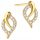  585 GOLD EARRINGS LEAVES with 14k Zircons