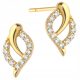  585 GOLD EARRINGS LEAVES with 14k Zircons