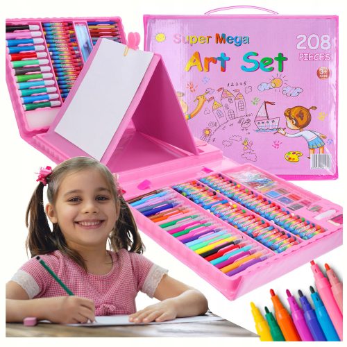  PAINTING SET, drawing, artistic, case, 208-piece markers, colored pencils