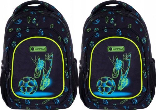 Kids' Football-Themed Ergonomic School Backpack for Boys, Grades 1-3, 20L - Black