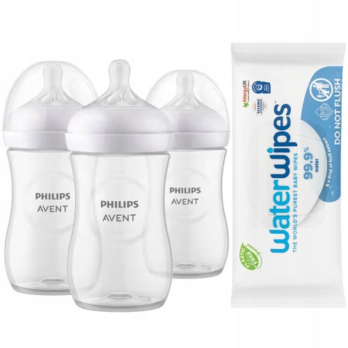  Ensemble de flacons AVENT Natural Response SCY903/03 + lingettes humides WaterWipes 1 x 60 pièces.