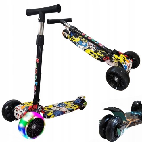  THREE-WHEEL BALANCE SCOOTER WITH LED GRAFITTI WHEELS 50 kg, foldable, reinforced