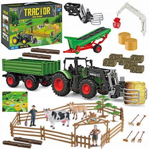  FARM LARGE FARM TRACTOR TRAILER AGRICULTURAL MACHINERY ANIMALS XXL FIGURES