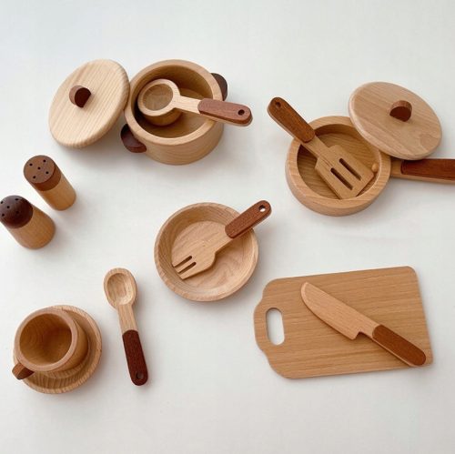 Wooden Toy Kitchen Utensil Set for Kids XXL Kienvy