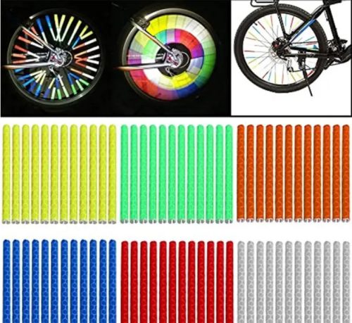  REFLECTIVE TUBES FOR BICYCLE SPOKE STRIPS REFLECTIVE STICKS SET OF 72 PIECES