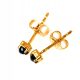  Black Tourmaline Gold Tiny Earrings 3mm Silver Gold Plated Ag925 Protection