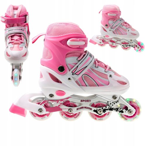  Patins à roues alignées patin à roulettes réglable rose 38-41 roue LED
