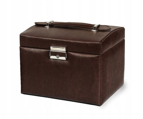  Brown leather jewelry box brown chest