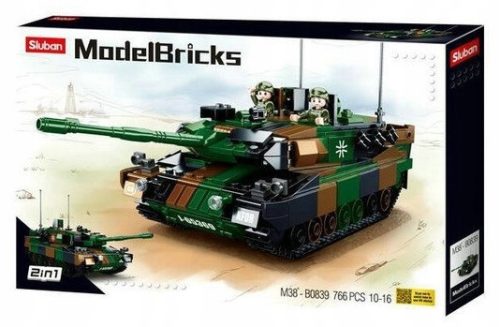  Sluban Model Bricks B0839 Leopard Tank 766 pieces + “Super Bricks Constructor” certificate