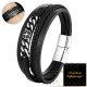  BLACK LEATHER BRACELET MEN'S WIDE LEATHER BRACELET STAINLESS STEEL