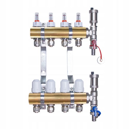  Brass distributor 3 circuits for underfloor heating Pex 16 adapters