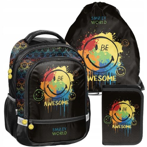  Paso school backpack with multiple compartments, black, multicolored, 19 years