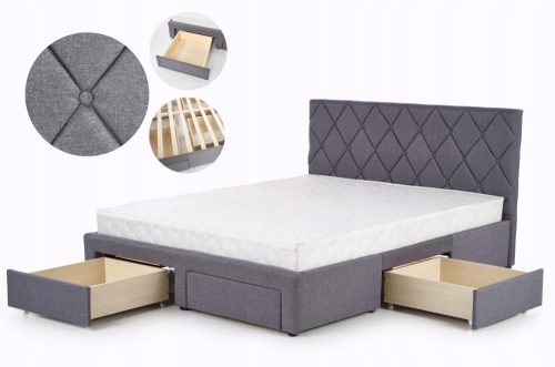  Halmar Betina upholstered double bed 160x200 in shades of grey