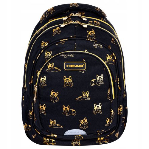  YOUTH SCHOOL BACKPACK ASTRAKOPF BLACK GOLDEN BULLDOGS DOGS