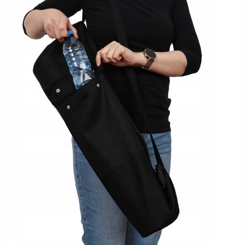  Black cotton yoga mat bag. Roomy and practical.