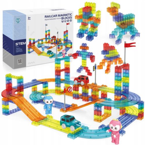  Magnetic Construction Blocks Large 3D Race Track Set 154 Pieces