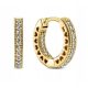  Stone studded hoop earrings with heart motif, gold plated