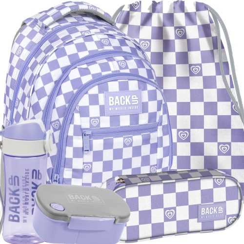 School Backpack with Multiple Compartments Backup White, Purple, Grey and Silver 26 l