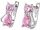  Silver 925 earrings pink cats for girls, cats silver earrings