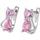  Silver 925 earrings pink cats for girls, cats silver earrings