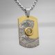  GOLD TITANIUM PENDANT DOG TAG WAVE LEMON + CHAIN AND BOX