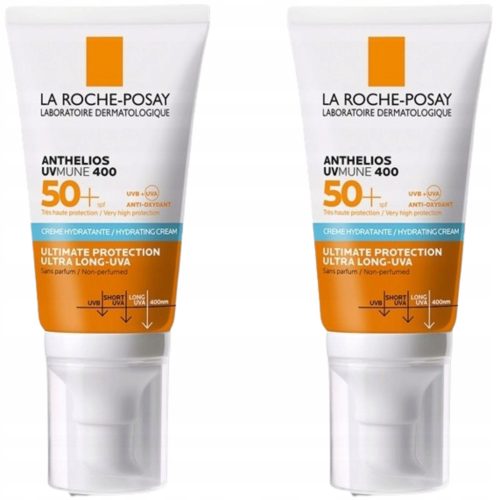 La Roche-Posay Anthelios UV Mune 400 Moisturizing Face Cream SPF50+ 50ml, Twin Pack