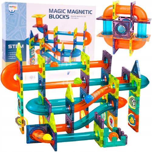  MalPlay Magnetic Blocks MAGNETIC BLOCKS 72 3D EDUCATIONAL ELEMENTS 96 pcs.