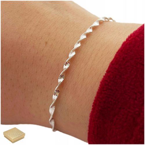  BEAUTIFUL SILVER WOMEN'S BRACELET 925 SINGAPORE 19 CM FOR WOMAN + FREE